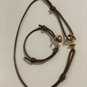 Bronze adjustable anchor bracelet & choker